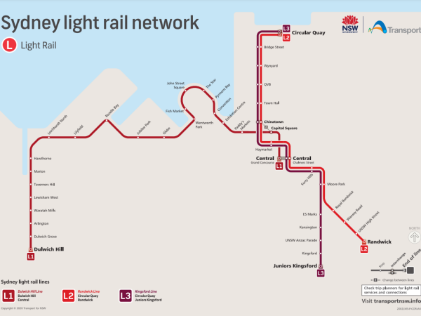 Sydney Light Rail Network Map